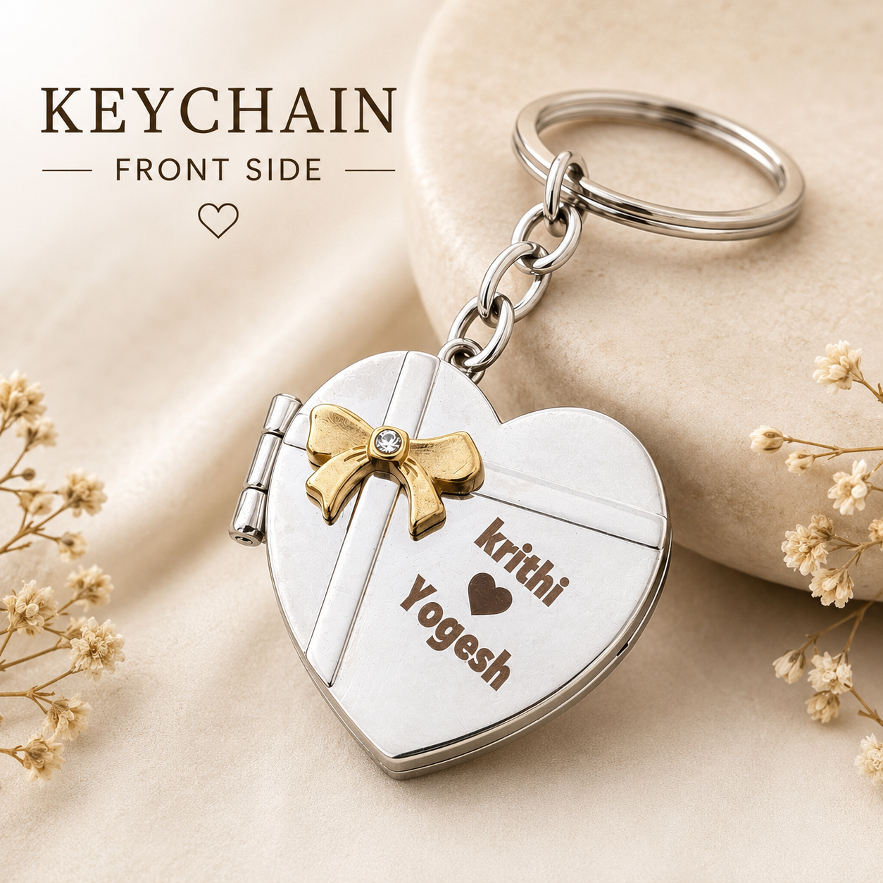 Personalized Heart Locket Keychain1