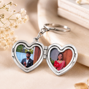Heart Shape Photo couple Keychain with Custom Photos