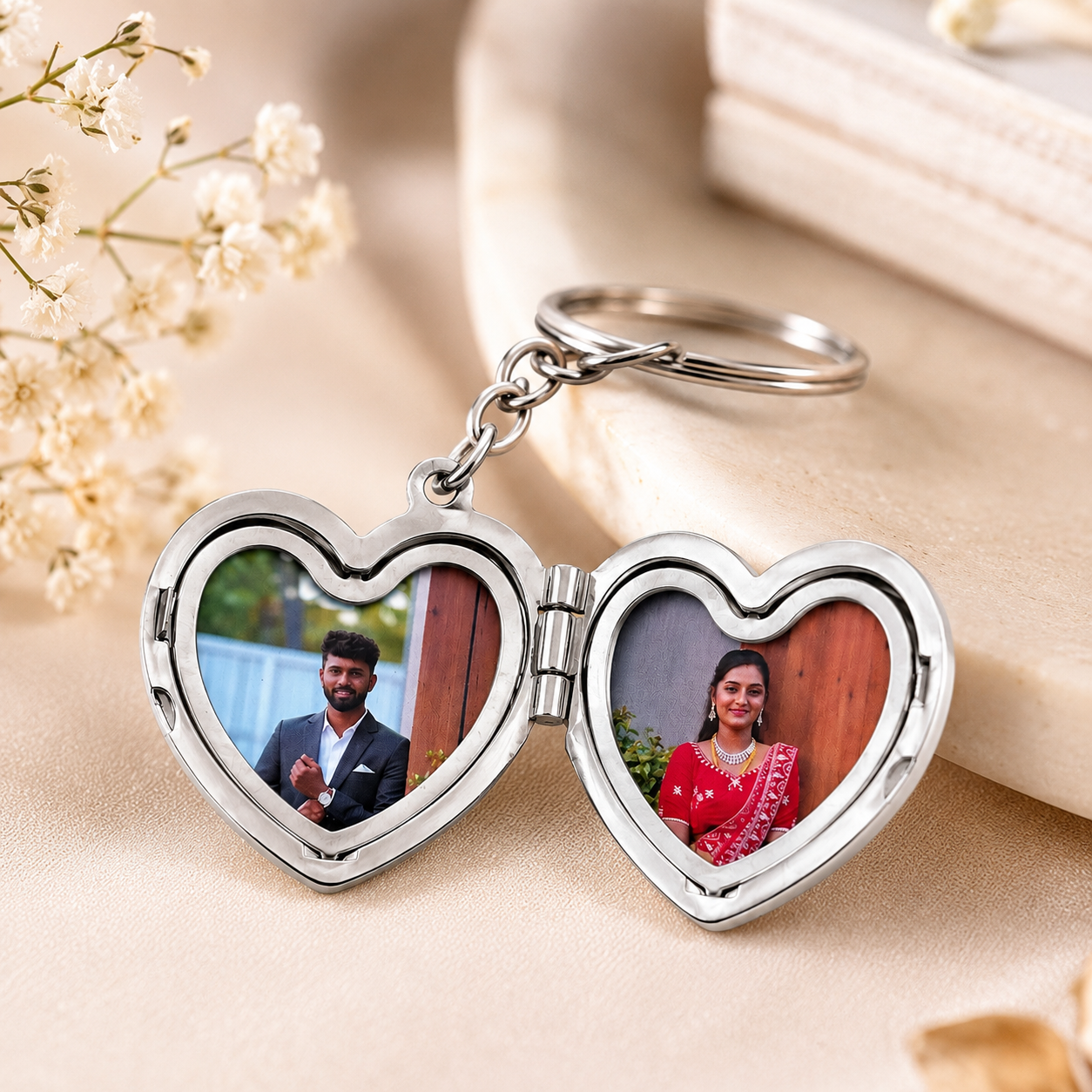 personalized-heart-locket-keychain.jpg Heart Shape Photo couple Keychain with Custom Photos